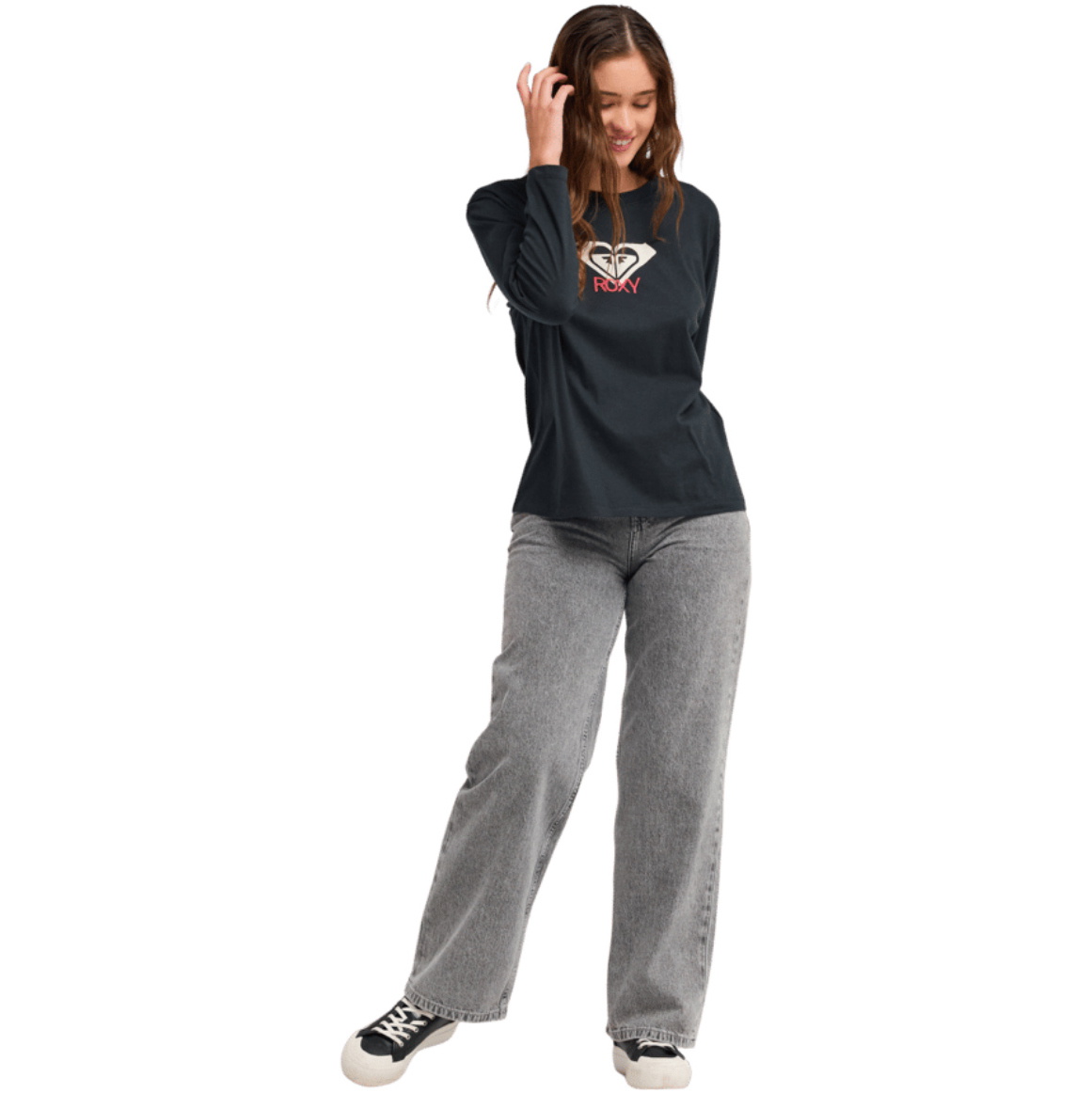 2026 Roxy Womens Hangloose Art Long Sleeve T-Shirt ERJZT06035 - Anthracite
